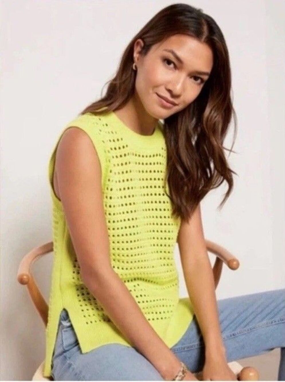 Varley Women’s M Darin Longline Knit Tank Yellow